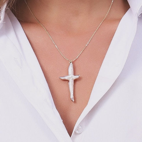 Large Cross Pearl Pendant - House Of Pearls